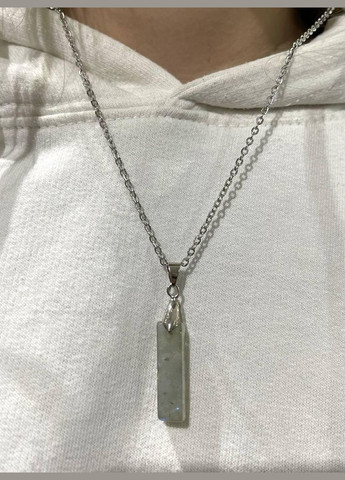 Кулон-талісман з натуральним каменем Лабрадорит прямокутної форми на шнурку в подарунковій коробочці АТМ (331291859)