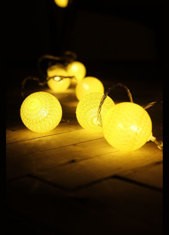 Гирлянда НА БАТАРЕЙКАХ Тайские шарики 10 LED 150см, ТЕПЛЫЙ БЕЛЫЙ свет, прозрачный провод Po Fanu (301765005)