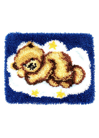 Набір для килимової вишивки килимок ведмедик спить на хмарі (основа-канва, нитки, гачок для килимової вишивки) No Brand 4683 (289355759)