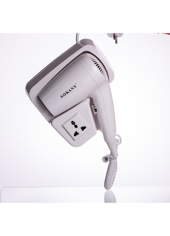 Фен настенный для сушки волос бытовой фен для укладки компактный мощный 1200 Вт Белый SK-CF-2217 Sokany (369388053)