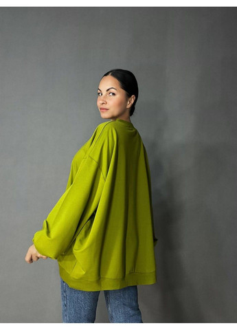 Зеленый свитшот женский my city 3044 широкий оверсайз супер свободного кроя большие размеры (337665700)