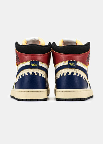 Синій Осінні кросівки чоловічі nike air jordan 1 x union l.a blue white red | найк аір джордан 1 сині білі червоні No Brand