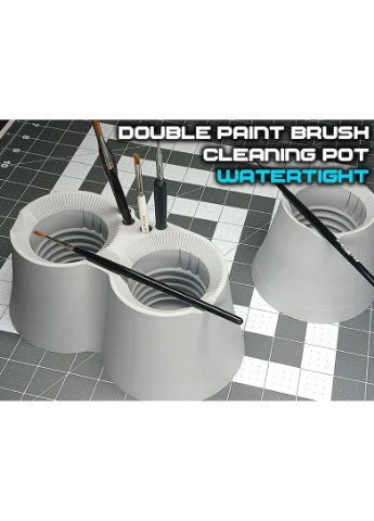 Миниатюрный двойной держатель для очистки кистей Miniature Double Paint Brush Cleaning Pot 3D печать AMS (391576521)
