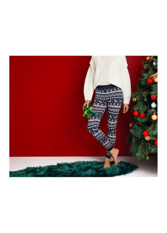 Лосини з новорічним принтом для жінки LYCRA® 390657 темно-синій Esmara (307471766)