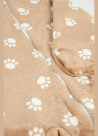 Человек с капюшоном теплый Лапки велсофт кофейный Україна (315050022)