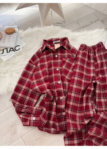 Бордова всесезон піжама жіноча сорочка + брюки Гермес