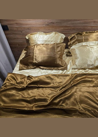 Постільна білизна Атласна Двоспальний 180х210 наволочка 50х70 2шт Золотий (П4К-atlas25-05-02) No Brand (342097406)