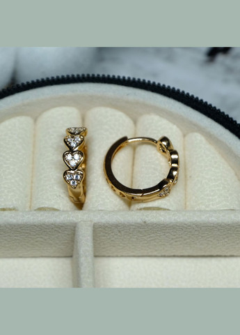 Сережки Сердечки з білим цирконом з медичного сплаву 16х5 мм No Brand (327430150)