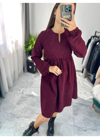 Бордова повсякденний, вечірня, ділова, кежуал жіноча сукня FINO Mode