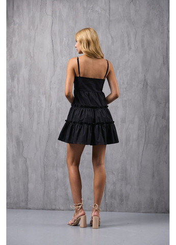Чорна сукня ярусна котон міні на бретелях чорна Bessa