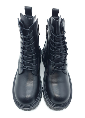 Осенние женские ботинки на овчине черные кожаные ya-19-5 230 мм (р) Yalasou