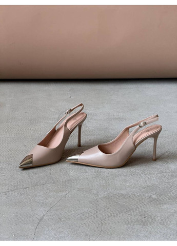 No Brand Стильні жіночі слінгбеки слінгбекі бежевий з штучна шкіра, — всесезон (353304771)