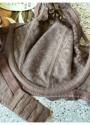 Коричневый бюстгальтер кружевной без поролона со стрепами капучино ORIETTA AVEC