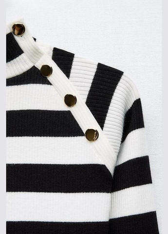 Чорна смугаста сукня міді в рубчик Zara