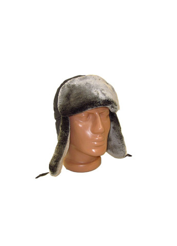 Шапка ушанка из чёрной плащёвой ткани с искусственным мехом DAVANI 55011 No Brand шапка вушанка (315630579)