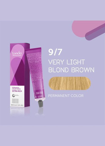 Стійка кремфарба для волосся Professional Permanent Color 9/7 яскравий блондин коричневий, 60 мл Londa Professional (292736290)