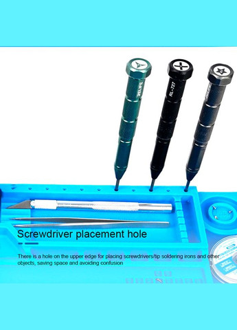 Мат силіконовий, термостійкий S-160, для ремонту техніки та розкладки запчастин / 450x300 мм Blue AIDA (322567615)