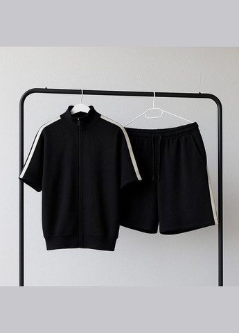 Черный летний костюм мужской вельвет с шортами No Brand комплект