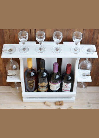 Настенная винная полка из дерева Накагута 4 зефир (ПНК-408820) No Brand (327425464)