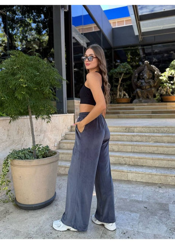 Велюровые брюки свободного кроя с кулиской – Размерная сетка в описании. DK/DL Мода без кордонів (358930467)