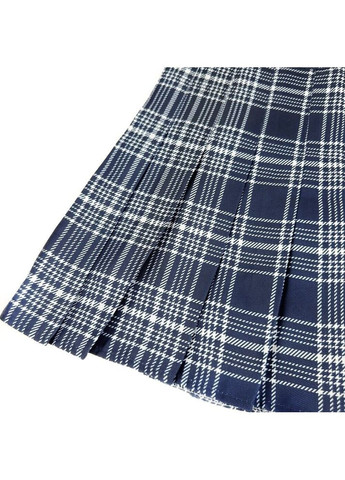 Синяя спортивная, офисная юбка клетчатая короткая с шортиками темно-синяя No Brand