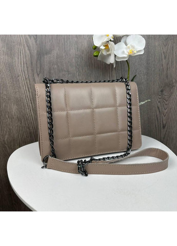 Жіноча шкіряна сумочка клатч бежева з ланцюжком та магнітною застібкою ProDobro (363136108)