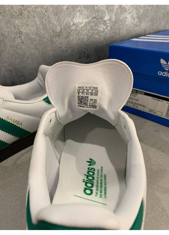 Серые демисезонные кроссовки мужские adidas samba og white green gum адидас самба No Brand
