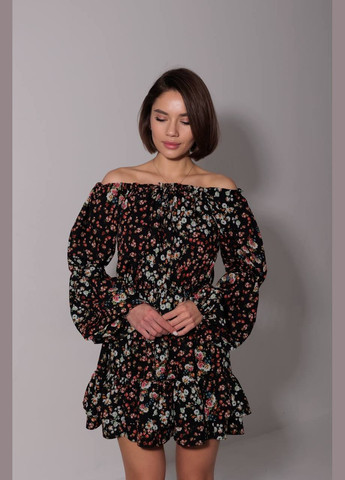Чорна жіноча сукня софт No Brand з квітковим принтом