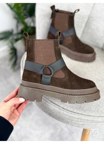 Осенние стильные женские ботинки No Brand без декора из натуральной замши