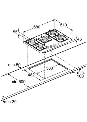 Варильна поверхня газова FHG 8655 VGHT Inox 8112.406.1478 Fabiano (392915959)