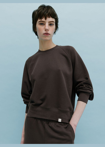 Коричневый свитшот женский укороченый Роза однотонный без декора (294086285)