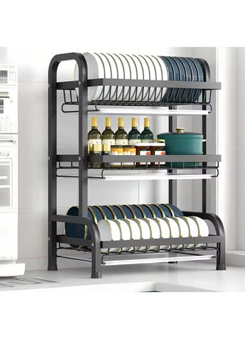 Сушарка підставка органайзер для посуду чашок склянок трирівнева Loft металева 61х53х23.5 см (482159-Prob) Чорна Unbranded (371174372)