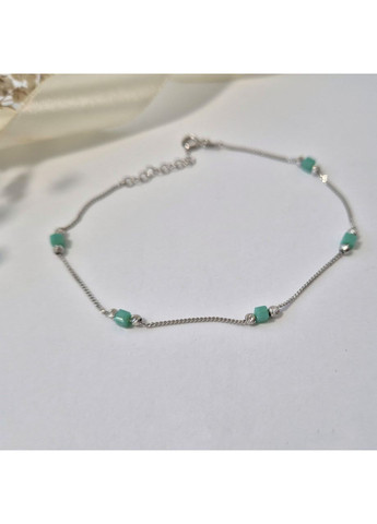 Серебряный браслет с Шариками и Голубыми камнями 18.5 - 20.5 см серебро 925 пробы Родированное 6393р 1.28г No Brand (352758920)