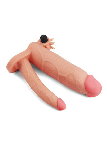 Насадка на член Pleasure X Tender Vibrating Double Penis Sleeve Add 3 CherryLove Lovetoy (282960644)