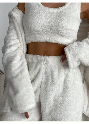 Домашній костюм трійка махра двостороння,топ,халат та штани Україна (364814422)