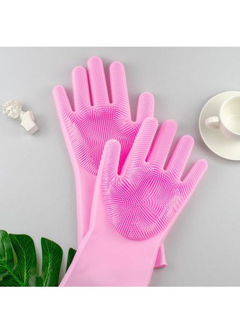 Силиконовые перчатки Magic Silicone Gloves Pink для уборки чистки мытья посуды для дома. Цвет: No Brand (400278103)