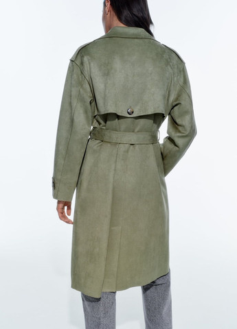 Оливковое (хаки) демисезонное Пальто Zara