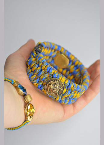 Браслет з Архангелом вовком та гербом України ручне лиття з латуні плетіння трилобіт + брелок у подарунок No Brand (341738693)