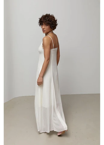 Молочна легка сукня максі з мереживом Lurex