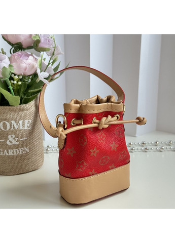 Міні-сумочка брелок у вигляді відерця з ручкою, червона з принтом B&S (368827085)