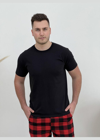 Пижама мужская из фланели (штаны+рубашка+футболка) клетка красно/черная Cosy (352769763)