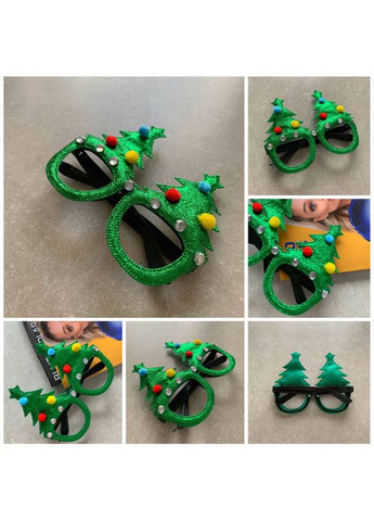 Набір новорічних окулярів, 5 шт. (ялинки, сніжинки, Санта Клаус, шапка новорічна, банти), для святкової вечірки No Brand (315719916)