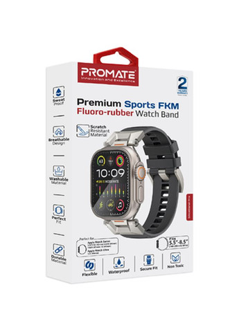 Ремінець для Apple Watch SE Ultra 42/44/45/49 мм Black (silicaband-pro.black) Promate (337515182)