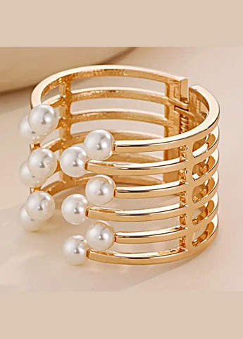 Браслет - манжет металевий жіночий "Перли" сріблястий No Brand (335064387)