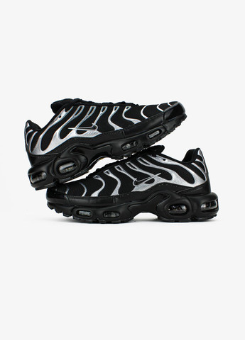 Черные демисезонные кроссовки мужские nike air max plus black/metallic silver | найк аир макс плюс черные No Brand