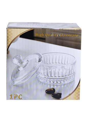 Цукрениця з кришкою з товстого скла ребриста, прозорий Yiwu (326599403)