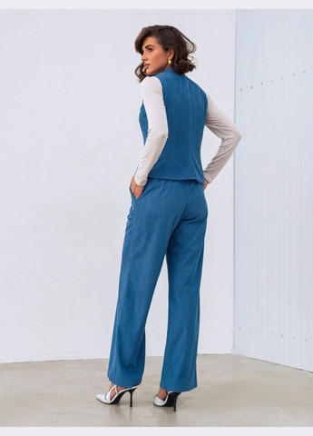 брючний костюм із синього вельвету з жилетом Dressa (304836431)