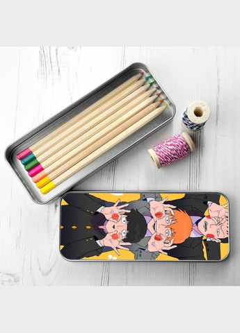 Органайзер для канцелярського приладдя металевий, кейс для дрібниць Моб Психо #004 7*18 см Silver No Brand (309153770)