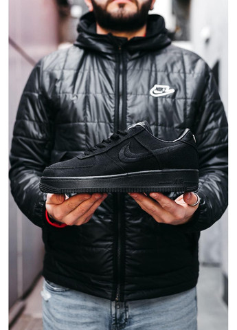 КРОССОВКИ ЖЕНСКИЕ NIKE AIR FORCE 1 BLACK X STUSSY НАЙК АИР ФОРС 1 ПРЕМИУМ No Brand чёрные демисезоны (367168657)