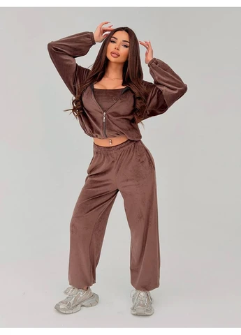 Жіночий велюровий костюм трійка Fashion (381022830)